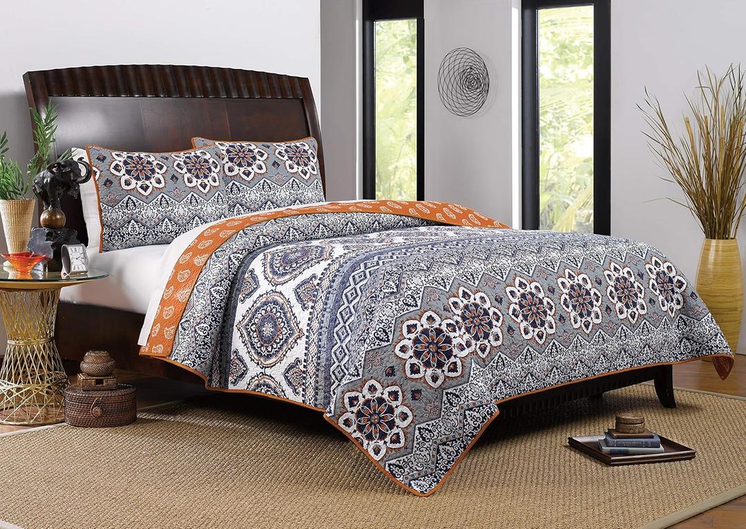 Barefoot Bungalow Medina Quilt Set, 3-Piece King/Cal King, Saffron,GL-1510JMSK