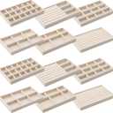 Inbagi 12 Pcs Small Velvet Jewelry Tray Stackable Jewelry Organizer Drawers Insert Divided Storage Display Trays for Earring Ring Brooch Watch Necklace Bracelet 8.3 x 5 x 1 Inches