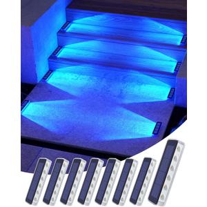 DetarZinLED Blue Solar Lights for Outside,8 Pack Solar Deck Lights Outdoor Waterproof LED,Blue Step Light for Outside,Dock Light Solar Powered Waterproof for Deck,Steps,Dock,Driveway,Stair,Path