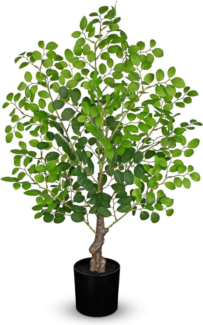 27" Artificial Tree in Pot, Realistic Faux Foliage with UV Resistant Leaves, Easy Assembly for Corner Floor Farmhouse Home Decor