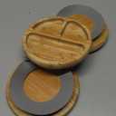 3Pcs Bamboo Suction Plates for Babies - Baby Suction Food Plate - Suction Plate for Toddlers - 3 Sectioned Toddler Plates for Easy Feeding & Mess-Free Meals - Suction Plates for Baby and Toddlers