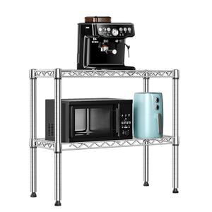 MZG 220 lbs 2 Tier Storage Rack Metal Wire Shelving Unit, Storage Standing Household Shelf Organizer for Laundry Bathroom Kitchen Pantry Closet Garage Utility Room, Chrome 11.8" D x 27.6" W x 23.4" H