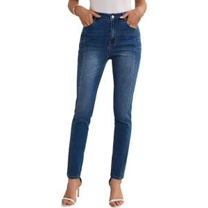 SHEWIN Women's Skinny Jeans Stretchy High Waisted Denim Jeggings Size 4-18 (Blue)