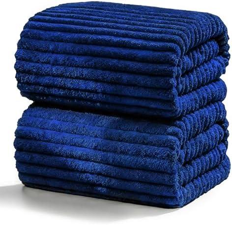ZatreckI Luxury Extra Large Bath Towels Super Soft Highly Absorbent Microfibers Quick Dry Bath Towels Large for Bathroom (Navy Blue, 2Piece(60"x30")