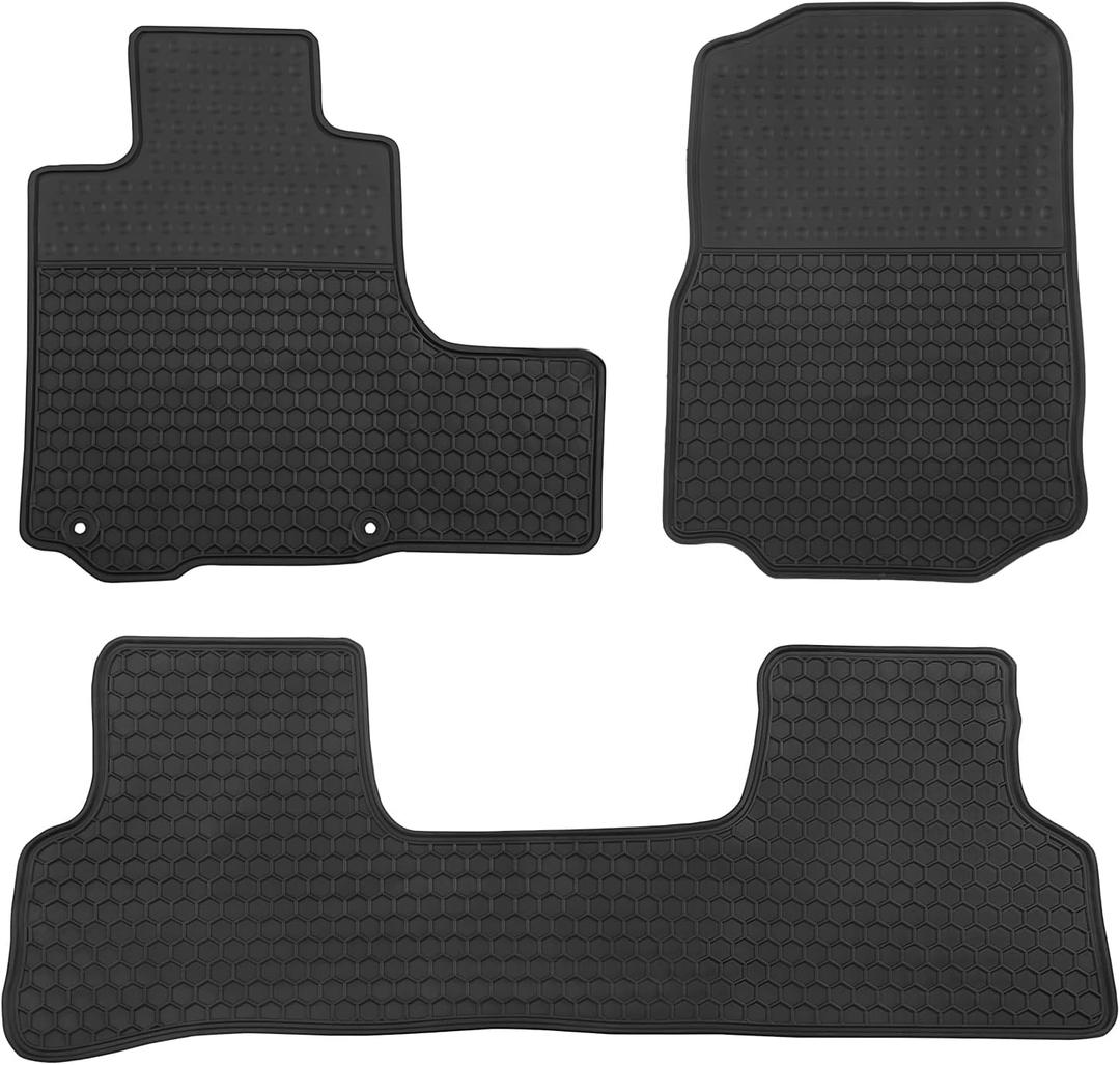 Car Floor Mats Custom Fit for Honda CRV 2007-2011 Full Black Rubber Auto Liner Mats All Weather Protection Heavy Duty Odorless