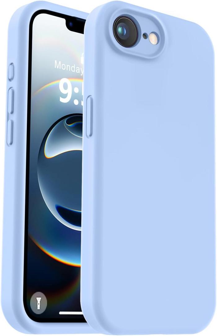 Vooii Compatible with iPhone 17e Case and for iPhone 16e Case, Liquid Silicone Upgrade [Camera Protection] [Anti-Scratch Microfiber Lining] Shockproof Phone Case for iPhone 17e/16e 6.1" - Light Blue