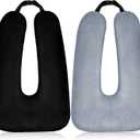 Barydat 2 Pcs Car Travel Pillow for The Back Seat 28 x 18 in Sleeping Reading Pillows for Distance Travel Car Cushion for Kids Adults Head and Body Support U Shaped Pad(Gray, Black)