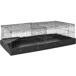Amazon Basics Leakproof Canvas Bottom Guinea Pig Cage, Easy to Clean Small Animal Habitat with Divider Set, Indoor/Outdoor, Portable, No Tools Needed, 47.6"L x 24.2"W x 14"H, Black