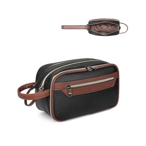 CLUCI Toiletry Bag Travel Bag with Hanging Hook Leather Makeup Cosmetic Bag Travel Organizer for Accessories Shampoo Container Toiletries