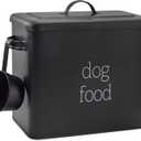 AuldHome Design Retro Dog Food Canister (Black); Modern Farmhouse Style Storage Bin for Pet Food