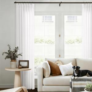 Ivory Pinch Pleated Linen Curtains 84 Inch Length for Living Room Bedroom Semi Sheer Pleat Drapes with Hooks Rings Back Tab Neutral Light Filtering Privacy Cream Window Curtain 84 Inches Long (40"W x 84"L (Pack of 1))