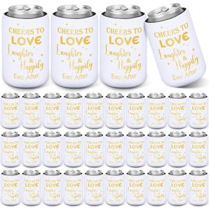 FoldTier Wedding Can Cooler Decorations Cheers to Love Laughter and Happily Ever After Can Cooler for Wedding Supplies Bridal Showers Engagements Bachelorette Parties(50 Pcs)