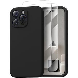 Magnetic for iPhone 15 Pro Case, Compatible with MagSafe, with 9H Nano Screen Protectors, Full Camera Protection, Silicone Shockproof Microfiber Lining Phone Case 6.1", Black