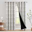 jinchan Blackout Curtains 84 Inches Long Grey Damask Medallion Window Curtains for Bedroom Grommet Thermal Insulated Drapes for Living Room Vintage Luxury Window Treatments Set 2 Panels