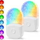Night Lights Plug Into Wall [2 Pack], Color Changing Night Light for Kids, 8-Color RGB LED Nightlight with Dusk to Dawn Sensor for Bathroom Decor, Children Room, Gift