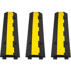 CXRCY Cable Ramp 3 Pack 2 Channel 11000lbs axle Capacity Floor Cord Cable Protector, Rubber Speed Bumps Hose Protector Ramps for Wire/Hose/Pipe Hider Driveway &Outdoor 40x10x2 inch(L x W x H)