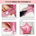 Pink Birthday Decorations, 3D Foil Pink Happy Birthday Balloon Banner with Star and Heart Balloons, Confetti Balloons, Hanging Swirls, for Girls Women Party Decorations
