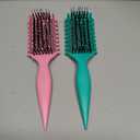 Curly Hair Brush, Curl Defining Brush with Soft Boar Bristles Detangling Tangled Glides, Wide-Teeth Design Effortlessly Shaping & Defining Curls (Pink Green)