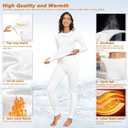 HiZiTi Thermal Underwear for Women Long Johns Set Fleece Lined Warm Base Layer Long Sleeve for Weather Top Bottom Winter (White, M)