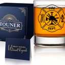 TOUNER Fire Dept Off Duty Save Yourself Whiskey Glass, Firefighter Whiskey Glass, Fireman Whiskey Glass Gift, Firefighter Present For Retirement, Graduation, Birthday