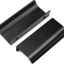 30 Pack Black Finger Edge Pull Handles, 2 1/2 Inch Hole Center Tab Handle, Concealed Dresser Drawer Pulls, Aluminum Alloy Kitchen Hardware