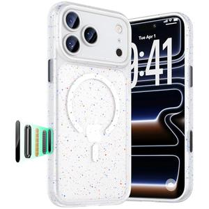 Maledan Magnetic for iPhone 17 Pro Case, Full Camera Protection & Camera Control Cover, Compatible with Magsafe, Military Drop Protection Phone Case for iPhone 17 Pro, Frosted White & Paint Splatter (Confetti Splash)