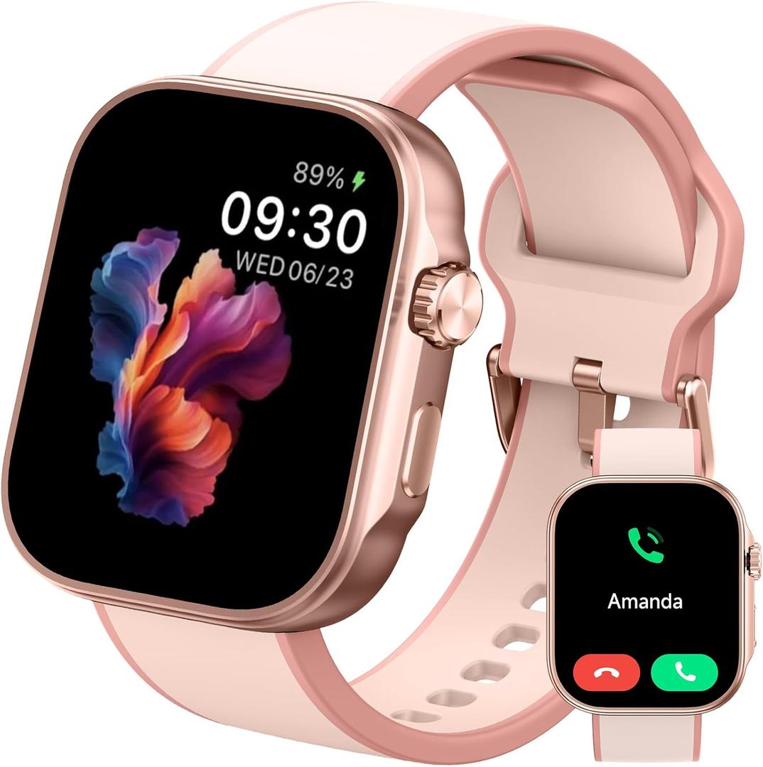 YMZ Smart Watches for Women, Fitness Tracker Watch with AI Voice, Bluetooth Call, Heart Rate/SpO2/Sleep Monitor, 12 Days Battery, 100+ Sport Modes, 1.99 Smartwatch for iPhone Android 3ATM Waterproof