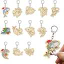RattanView 24 Sets Christmas Shark Keychain Craft Kit DIY Unfinished Wood Coloring Key Chains Bulk Color Your Own Xmas Shark Keychains Gifts for Christmas Party Favors School Classroom Activities