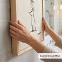 Framed Funny Dog Bathroom Wall Art Black and White Line Art Poster Print, Abstract Retro Bathroom Dog Picture Painting, Modern Minimalism Animal Picture Wall Decor for Bathroom Living Room 12x16 Inches