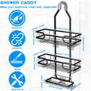 Shower Caddy Hanging, Shower Caddy Hanging Bathroom Shower Organizer, Long Bathroom Shower Organizer Hanger Rack with Hooks,Soap Holder