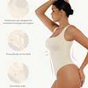 FeelinGirl Bodysuits for Women Seamless Square Neck Tummy Control Compression Thong Shapewear Bodysuit Tank Tops Bodysuit (Beige, M/L)