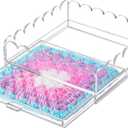 1 Pcs 10" x 10" Acrylic Scalloped Tray Large Clear Acrylic Tray with Drawer for Insert Customizable Photos, Art, and Fabric Scalloped Basket for Needlepoint Napkin Frame Display Messages