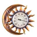 MUMTOP Outdoor Thermometers for Patio - Wall Thermometer, Indoor Outdoor Thermometer with Garden Stake for Home and Garden Decor (Sun and Moon) (Bronze)