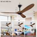 QUTWOB 60" Ceiling Fan with Remote Control No Lights,Modern Reversible DC Motor Indoor Outdoor 3 Blades Ceiling Fans for Patio Bedroom Living Room(Black+Dark Walnut)