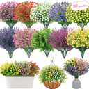 30 Bundles Artificial Flower Set - Realistic Outdoor & Indoor Decor, UV-Resistant, Waterproof, No Fade, 7 Colors - Perfect for Wedding, Patio, Garden, Home Decor (14" Tall)