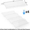 MIUKAA Clear Acrylic Spice Drawer Organizer, 4 Tier Seasoning Jars Drawers Insert, Kitchen Spice Rack Tray for Drawer/Countertop (Jars not included) (4 Pcs x 13 inch Width, Transparent)