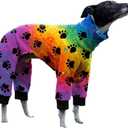 Cnkwei Dog Pajamas Medium Large Dog Paw Printed Greyhound Pajamas Jumpsuit Bodysuit (Multi-colored)
