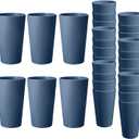 HEYCOME 24 Pcs Unbreakable Plastic Cups Set, 20 oz Reusable Plastic Cups, Stackable Water Tumblers, Drinking Cup for Kitchen, Outdoor, BPA-free, Dishwasher Refrigerator and Microwave Safe, Dark Blue