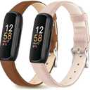 Dailatu Leather Band Compatible With Fitbit Inspire 3, 2, HR & Inspire Watch for Women Men, Slim Soft Wristband