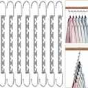 Space Saving Hangers for Clothes 8 Pack, Stainless Steel Sturdy Metal Hanger, Hangers Closet Organizers and Storage, Retractable Design, Edges Smooth