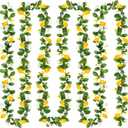 4 Pcs Artificial Lemon Flower Garland Vine, 28 Ft Fake Yellow Lemon Vines Silk Flowers Hanging Floral Garlands Decoration for Room Wall, Flower Themed Party, Wedding Supplies
