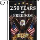 3 x Heyfibro 250 Anniversary USA Garden Flag 12x18 Double Sided Burlap, Patriotic Eagle Independence Day 250th Anniversary America Flag for Outdoor Decoration