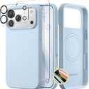 GONEZ Magnetic for iPhone 17 Pro Case, Compatible with MagSafe, [Screen Protector + Camera Lens Protector], Liquid Silicone Anti-Scratch Shockproof Protective Phone Case 6.3 inch, Blue
