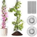 2 Pack Spiral Metal Garden Trellis for Climbing Plants Outdoor - 72" Large Heavy Duty Plant Support Tower with Center Pole, for Outdoor Garden, Raised Bed,Backyard,Container Gardening (Matte Black)