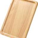 Rectangular Wooden Serving Tray, 9.8" x 6.7" with Side Handles, Natural Solid Wood Platter for Bread, Fruits, Snacks & Dessert, Modern Rustic Easy-to-Carry Tray for Home & Kitchen Use