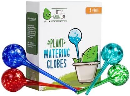 Little Green Leaf Automatic Plant Watering Globes Self Watering Planter Inserts (Set of 4) | Hands Free Multicolor Glass Bulbs | Planter Spikes to Support Indoor & Outdoor Plant Health (350ml)