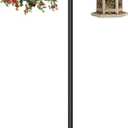 Outdoor Double Shepherds Hook with 5 Prong Base, 60 Inch Adjustable Heavy Duty Two Sided Bird Feeder Pole Stand for Hanging Plant Baskets, Solar Light Lanterns, Hummingbird Feeder, 1 Pack