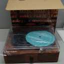 Vinyl Record Player Wireless Turntable with Built-in Speakers and USB Belt-Driven Vintage Phonograph Record Player 3 Speed for Entertainment and Home Decoration (Brown)