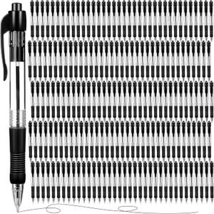Fainne 200 Pack Retractable Ballpoint Pen 1.0 mm Medium Point Refillable Smooth Click Writing Pens With Grip for Work Journal Writing Office School Supplies(Black Ink)