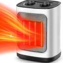 Kismile Portable Electric Space Heater, Small Ceramic Heater Fan with Thermostat, Tip-Over and Overheat Protection,Fast Heating for Home/Office,1500W(White)